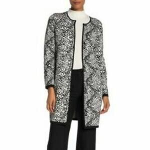 Calvin Klein Cardigan Sweater Open XS Animel Print Straight Hem NEW OVERSIZED